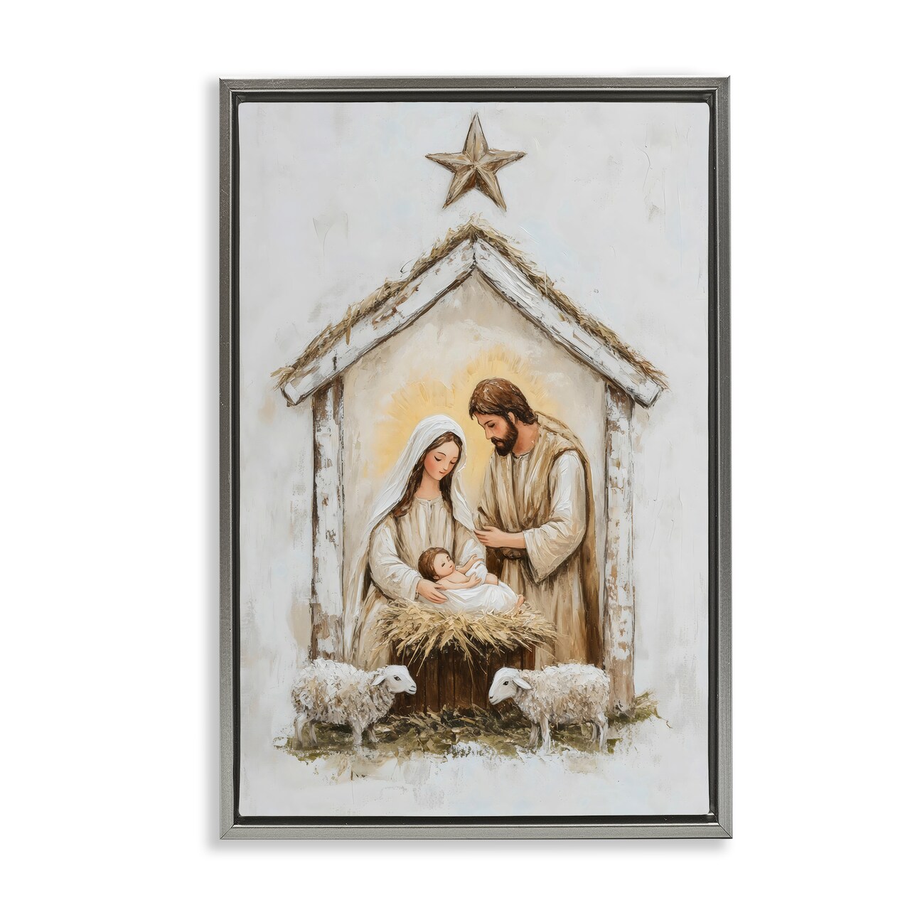 Stupell Industries Little Lambs & Nativity Floating Frame, design by Petal Prints Design